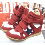 Red Navy Blue Star Suede High Top Velcro Tapes Hidden Wedges Sneakers Shoes